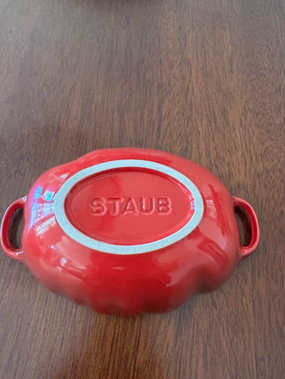 Staub Red Tomato Mini Cocotte with Green Stem #1 - Picture 2 of 4